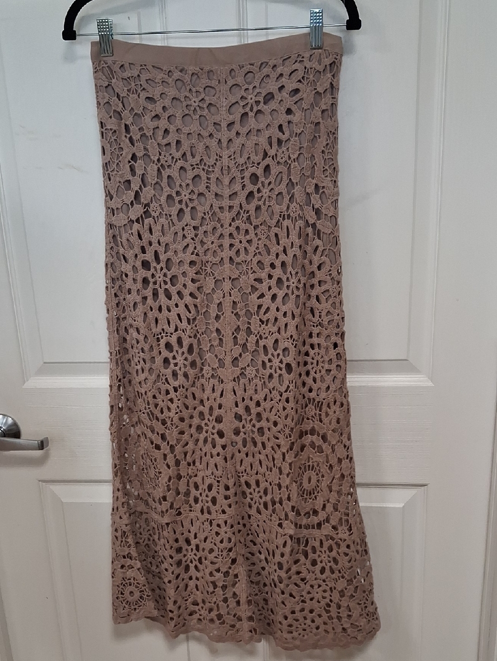 Bluivy Crochet Maxi Skirt in Taupe